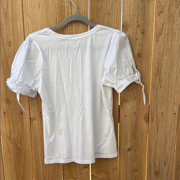 Michael Kors White Tie Front Short Sleeve Blouse - Picture 6 of 12